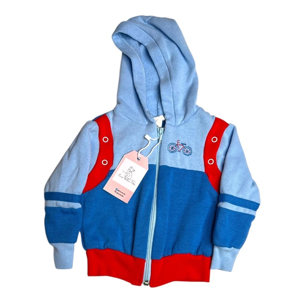 Teddy Bears 80s Vintage Baby Blue Bicycle Zip Up Sz 24 M